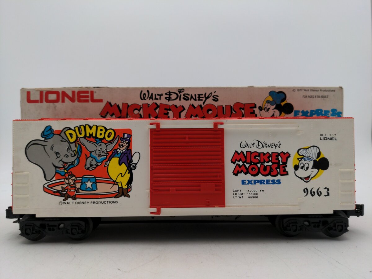 Lionel 6-9663 O Gauge Disney's Dumbo Hi Cube Boxcar EX/Box