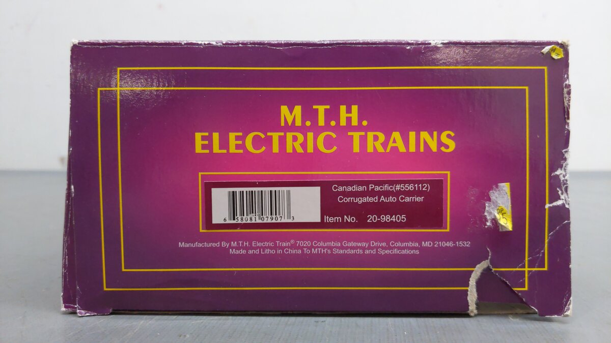 MTH 20-98405 O Gauge CP Rail Corrugated Auto Carrier #556112 EX/Box