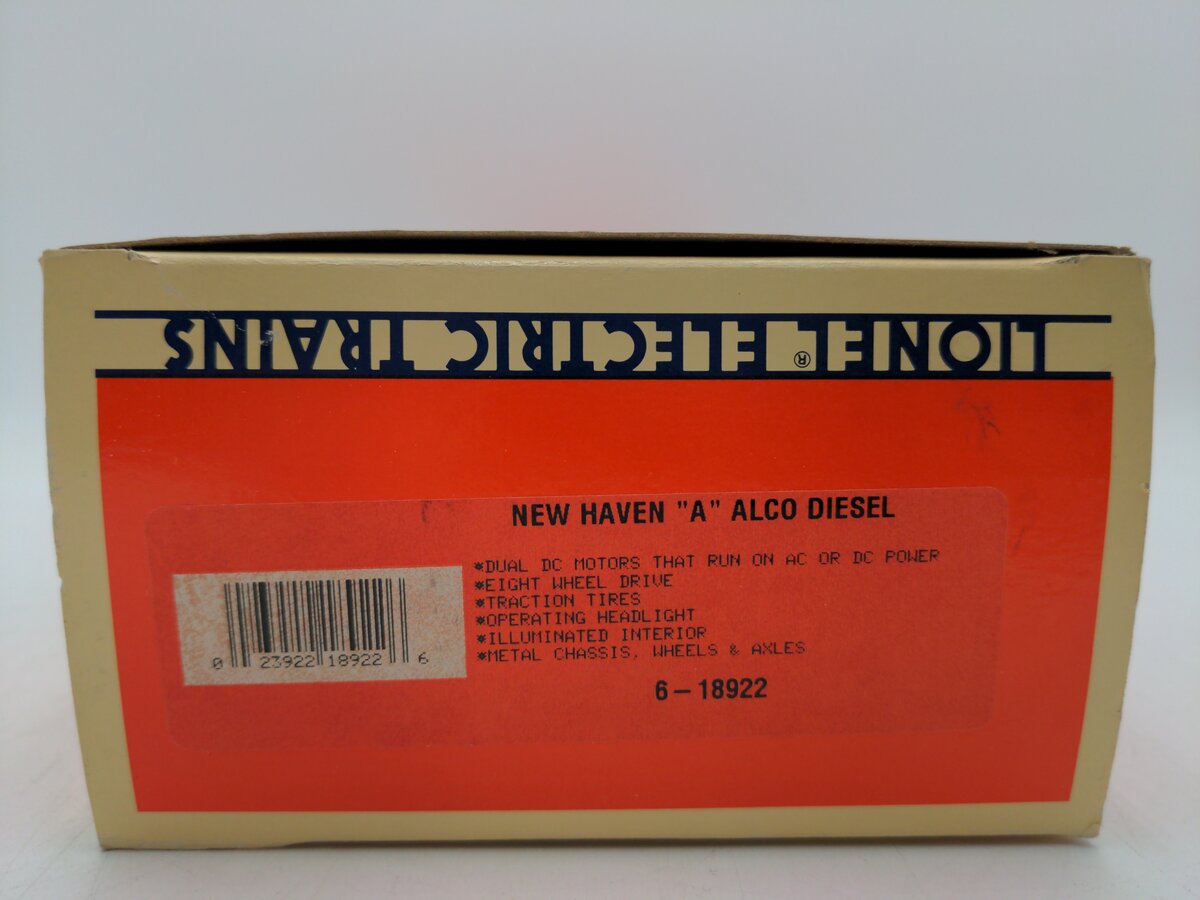 Lionel 6-18922 O Gauge New Haven Alco Diesel Locomotive #8922 VG/Box