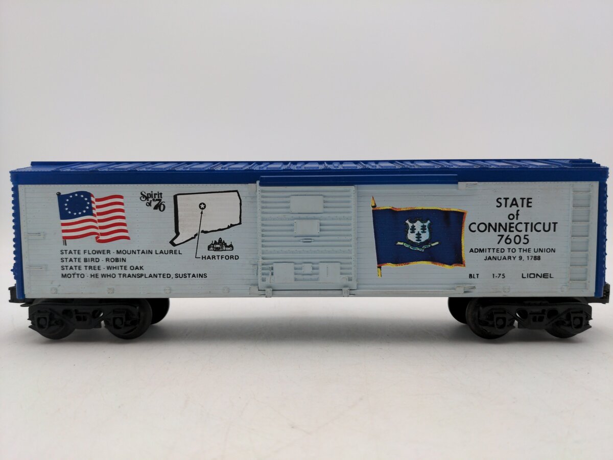 Lionel 6-7605 O Gauge Spirit of 76 State of Connecticut Boxcar #7605 VG/Box