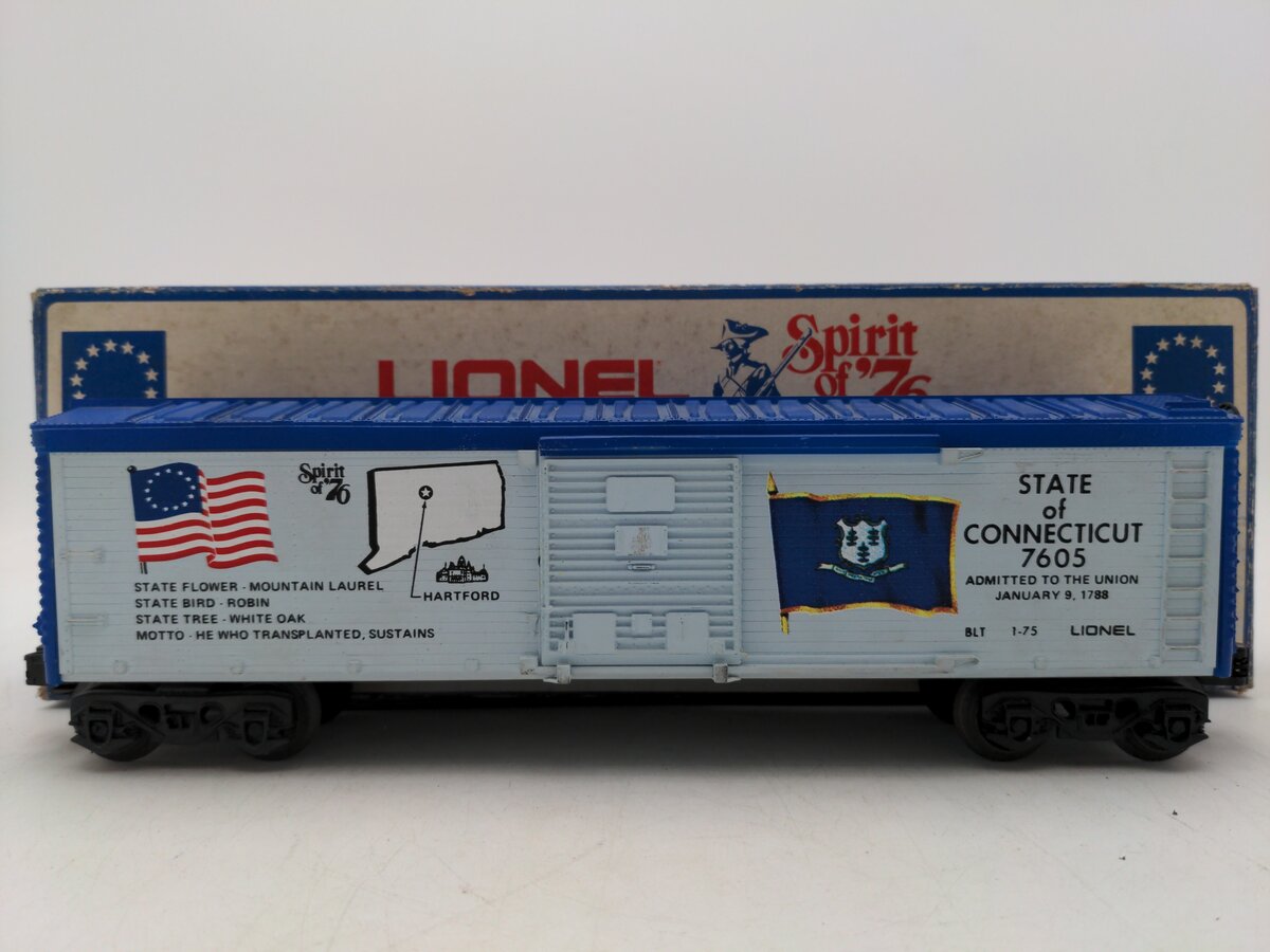 Lionel 6-7605 O Gauge Spirit of 76 State of Connecticut Boxcar #7605 VG/Box