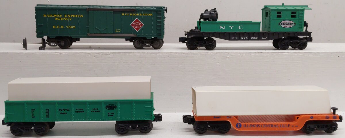 K-Line O Gauge Assorted Freight Cars: 5612, 5511, 7350, 7502 [4] VG/Box