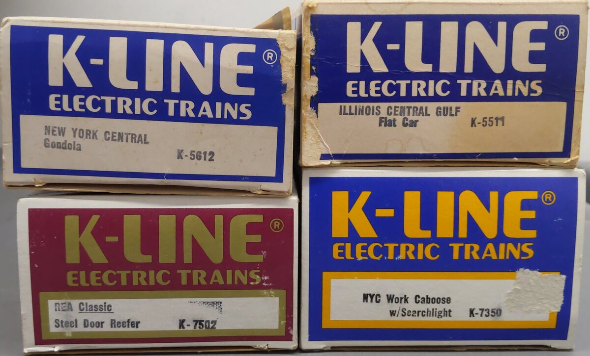 K-Line O Gauge Assorted Freight Cars: 5612, 5511, 7350, 7502 [4] VG/Box