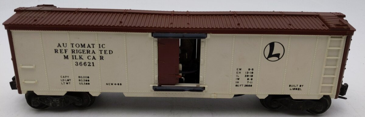 Lionel 3662 Vintage O Brown & White Large Operating Milk Car VG/Box