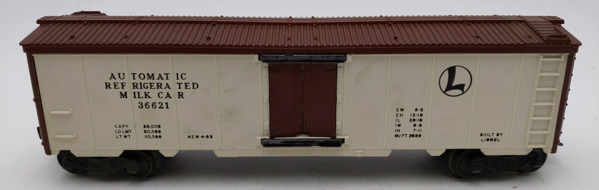 Lionel 3662 Vintage O Brown & White Large Operating Milk Car VG/Box