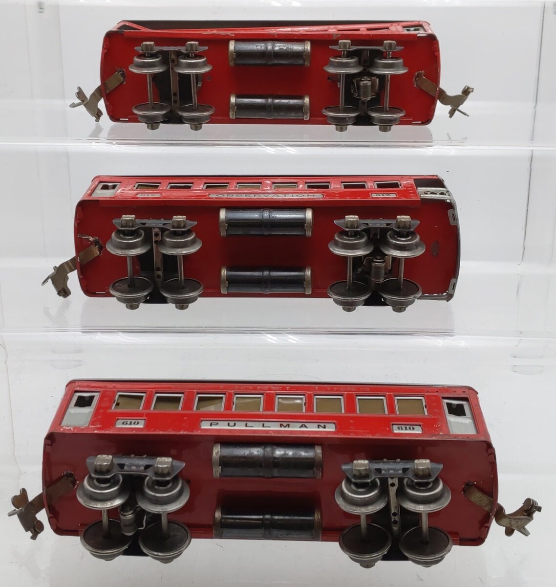 Lionel Vintage O Gauge Prewar Tinplate Passenger Cars #610,610,612 [3] VG