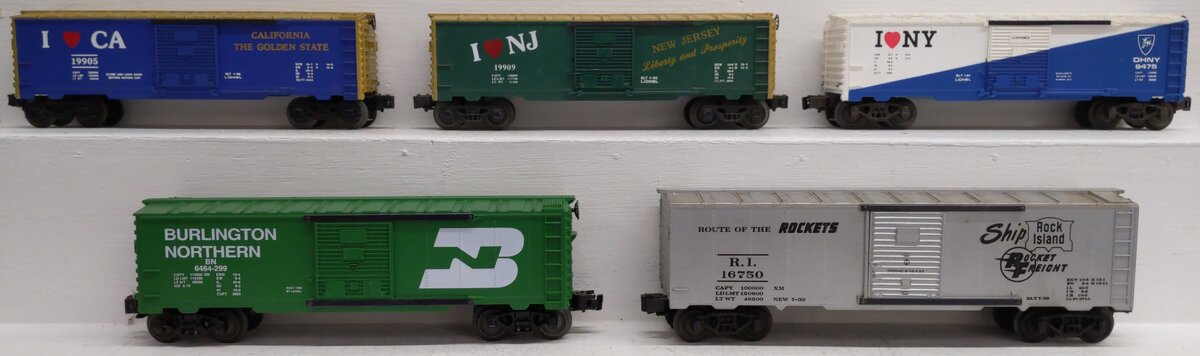 Lionel & Other O Scale Assorted Single-Door Boxcars (5)