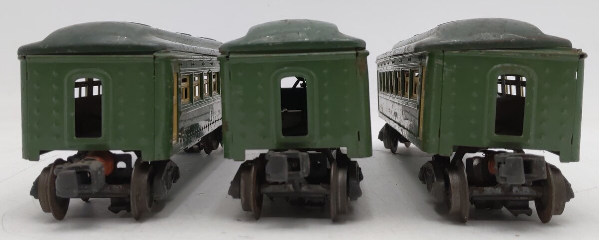 Lionel Vintage O Gauge Green Tinplate Passenger Cars #2441,2440,2440 [3] VG