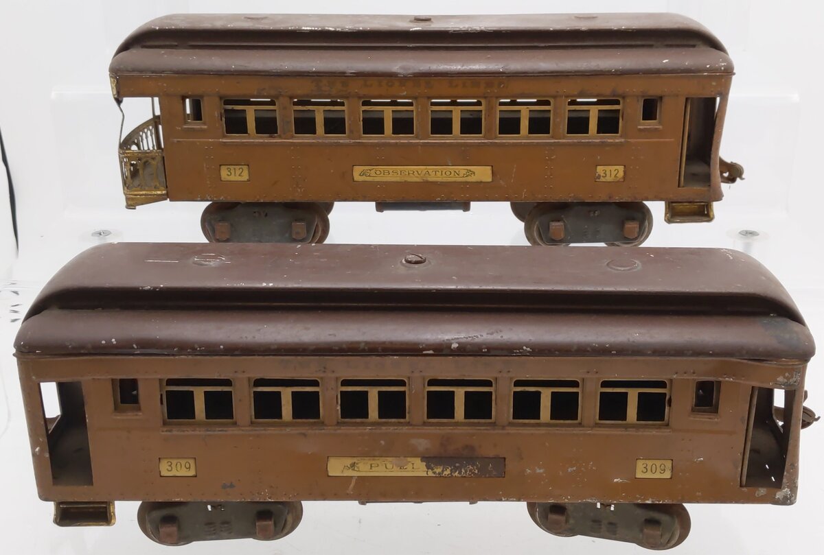 Lionel Vintage Standard Gauge Lionel Lines Tinplate Passenger Cars #309/#312 [2] VG