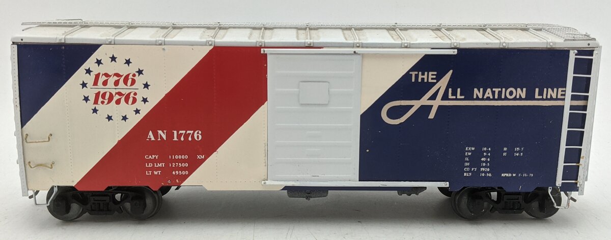 O Scale Brass All Nation Line Single Door Boxcar #1776 (2-Rail) VG