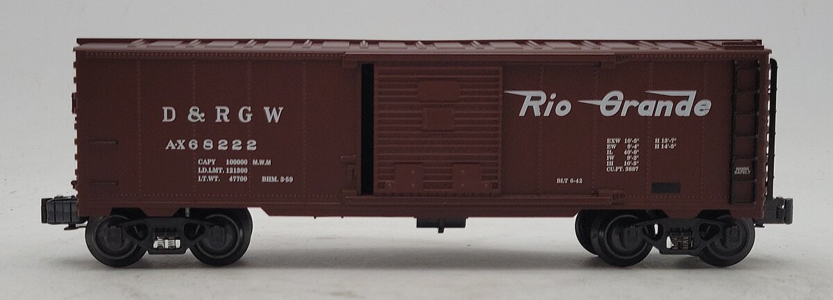 K-Line K641-14935 O Gauge Denver & Rio Grande Western Boxcar #68222 LN/Box