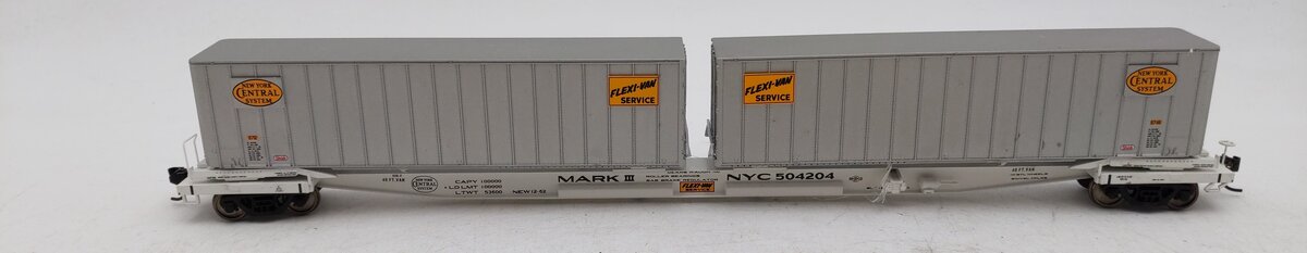 Walthers 932-23925 HO NYC Gold Line Flexi-Van Flatcar w/Two Trailers EX