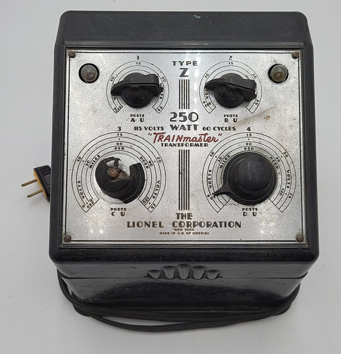 Lionel O Postwar Type Z 250 Watt Trainmaster Transformer VG