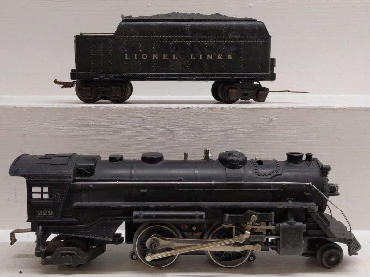 Lionel 229 Vintage O Prewar Steam Locomotive &2666W Tender VG