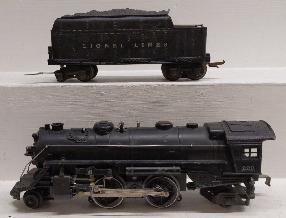 Lionel 229 Vintage O Prewar Steam Locomotive &2666W Tender VG
