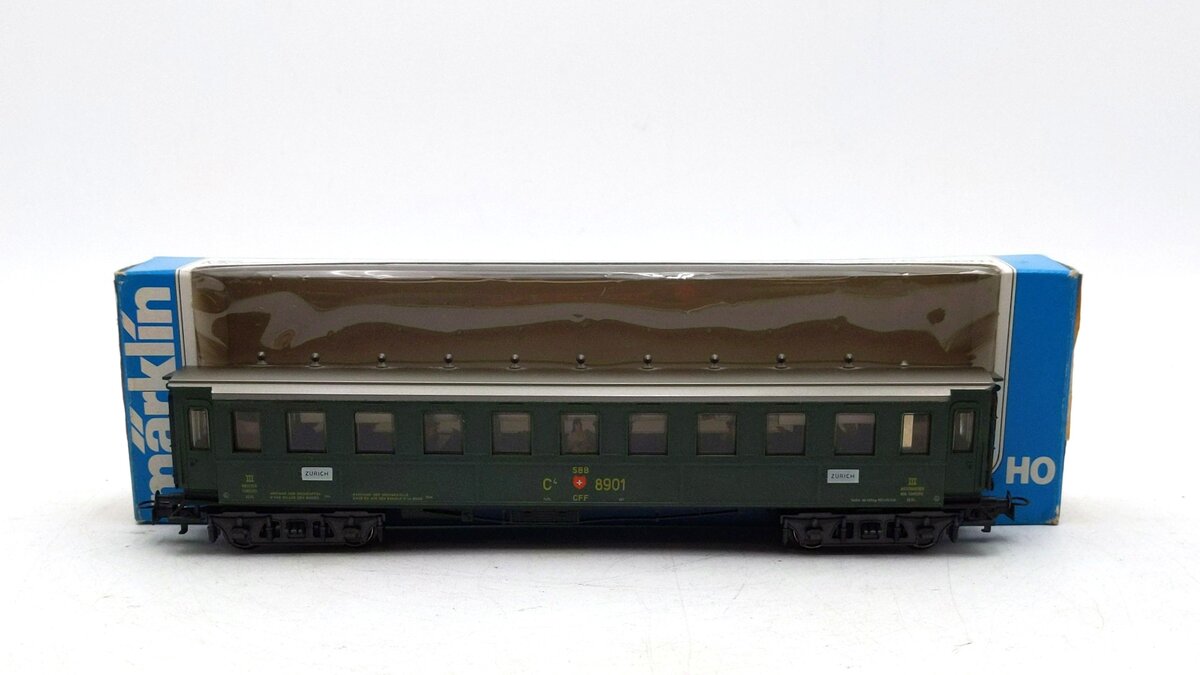 Marklin 4138 HO Scale Zurich Swiss Federal Railways SBB C4 Passenger Car #8901 VG/Box