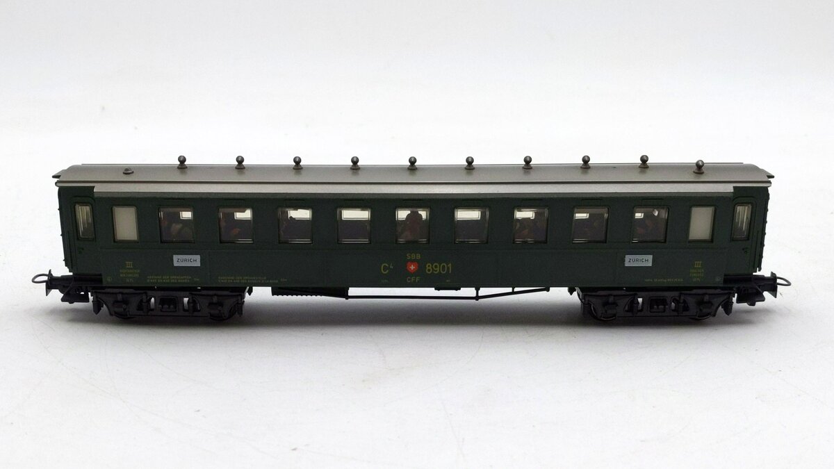Marklin 4138 HO Scale Zurich Swiss Federal Railways SBB C4 Passenger Car #8901 VG/Box
