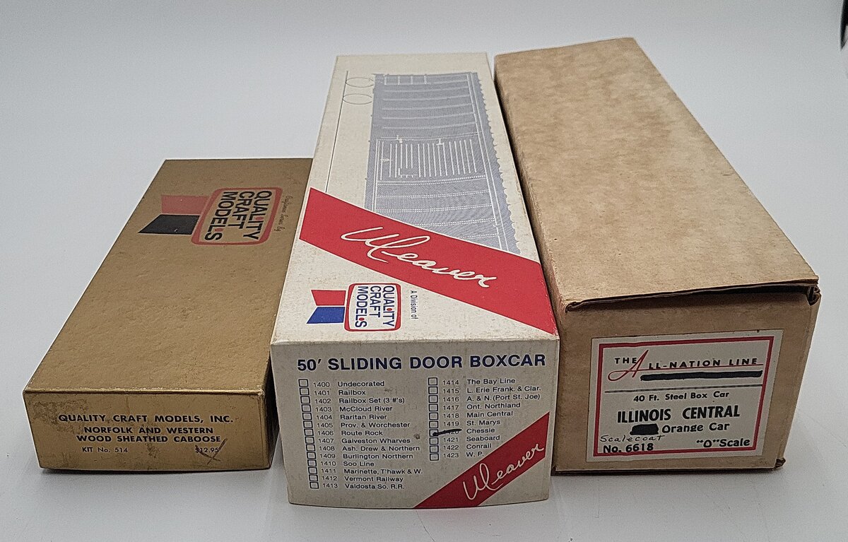 Assorted O Scale Boxcar & Caboose Kits [3] EX/Box