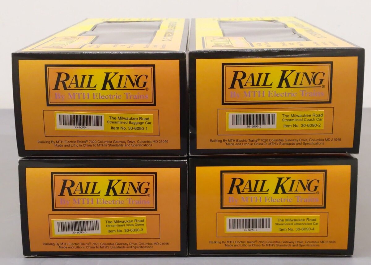 MTH 30-6090 O Gauge RailKing Milwaukee Streamlined Passenger Car Set EX/Box