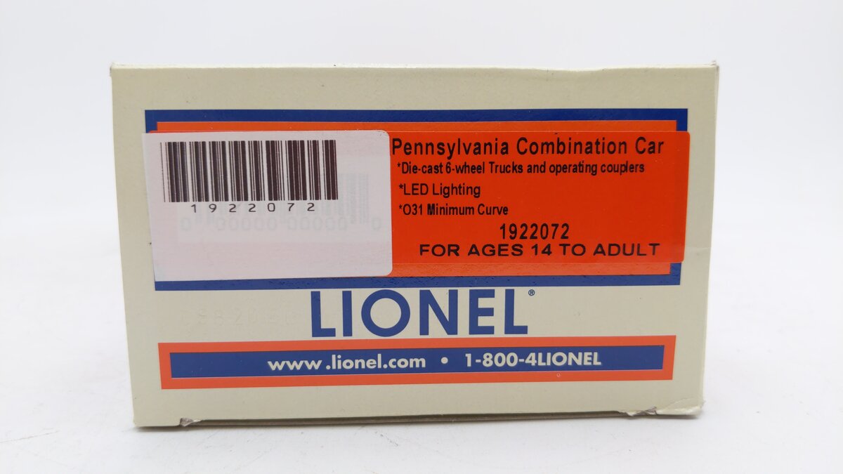 Lionel 1922072 O Pennsylvania Combination Car LN/Box