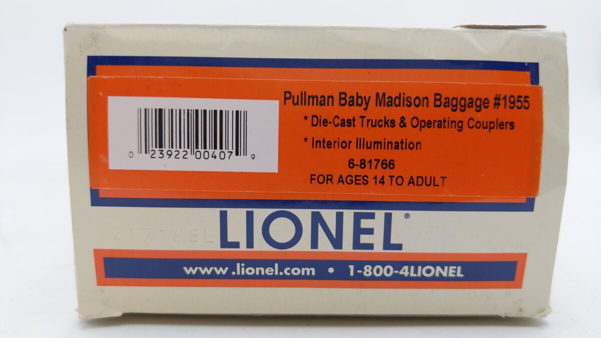 Lionel 6-81766 O Pullman Baby Madison Baggage #1955 EX/Box