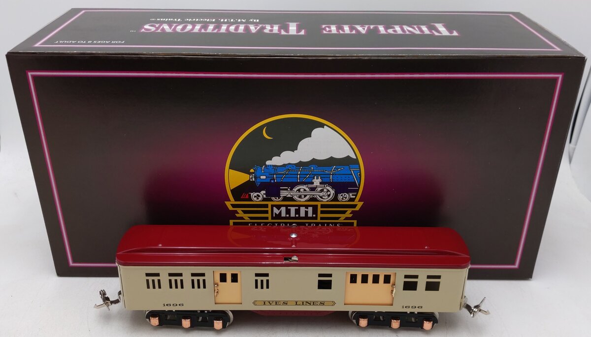 MTH 10-8046-A No.1696 O Gauge Tinplate Beige/Maroon Baggage Car EX/Box
