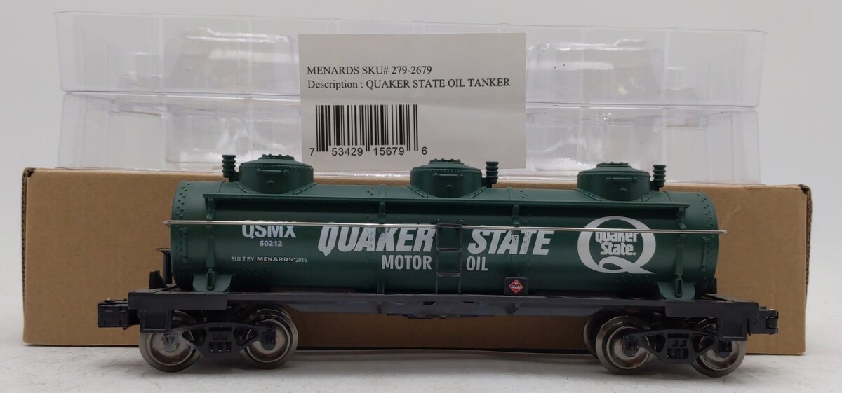 Menards 279-2679 O Scale Quaker State Oil Tanker EX/Box