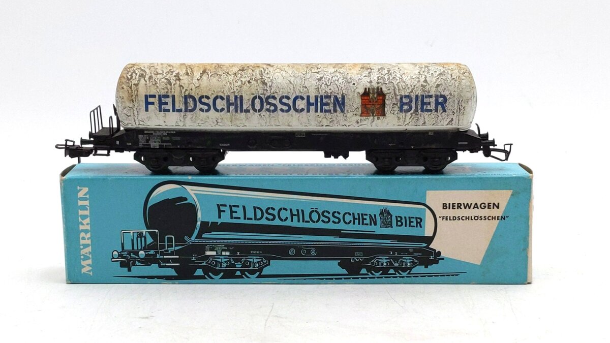 Marklin 4632 HO Scale Feldschlosschen Bier Weathered Tank Car/Box