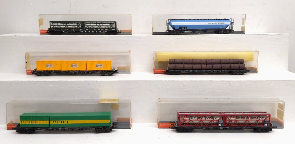 ROWA HO Assorted Freight Cars: 2410, 2502, 2227, 2026, 2411 [6] EX