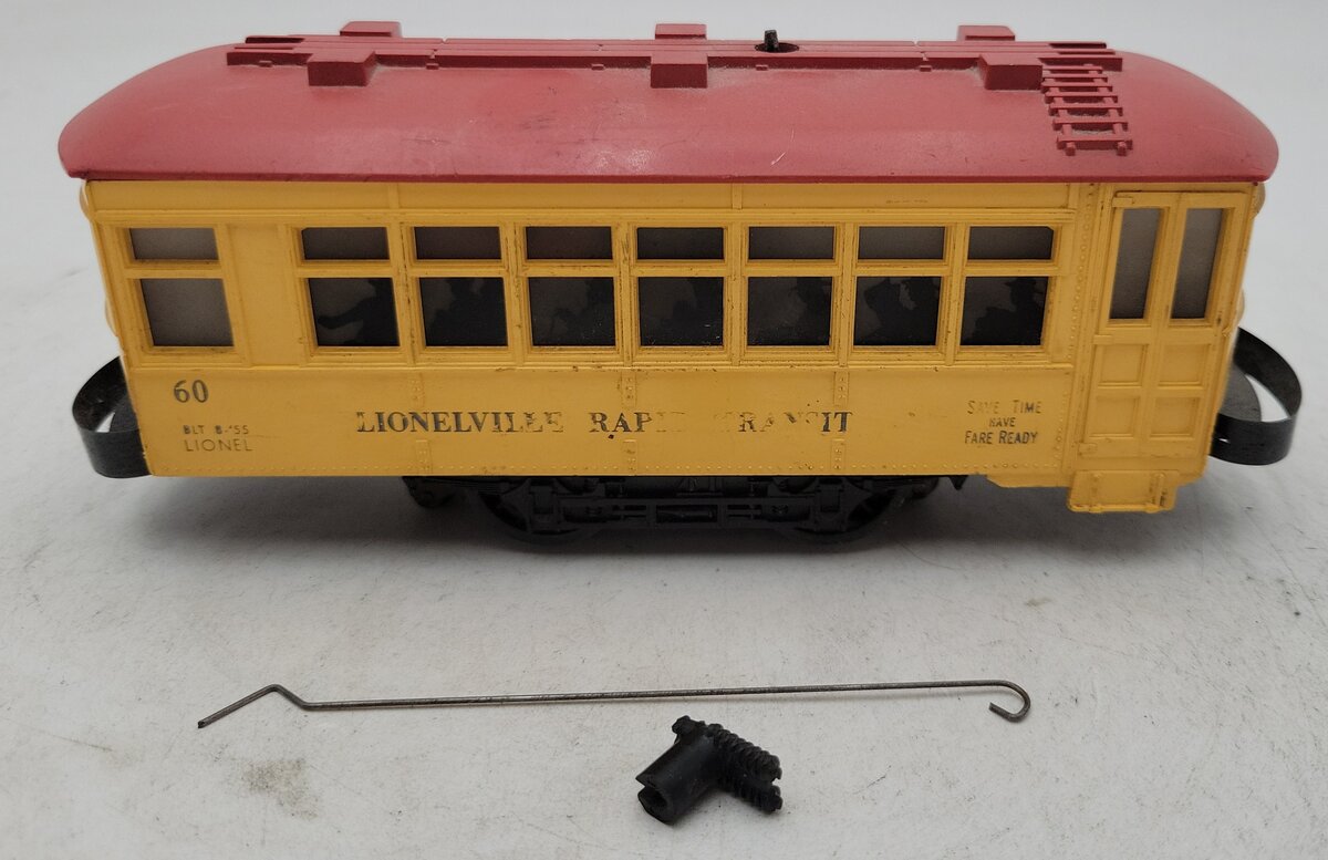 Lionel 60 Vintage O Gauge Postwar Lionelville Trolley with Black Lettering VG