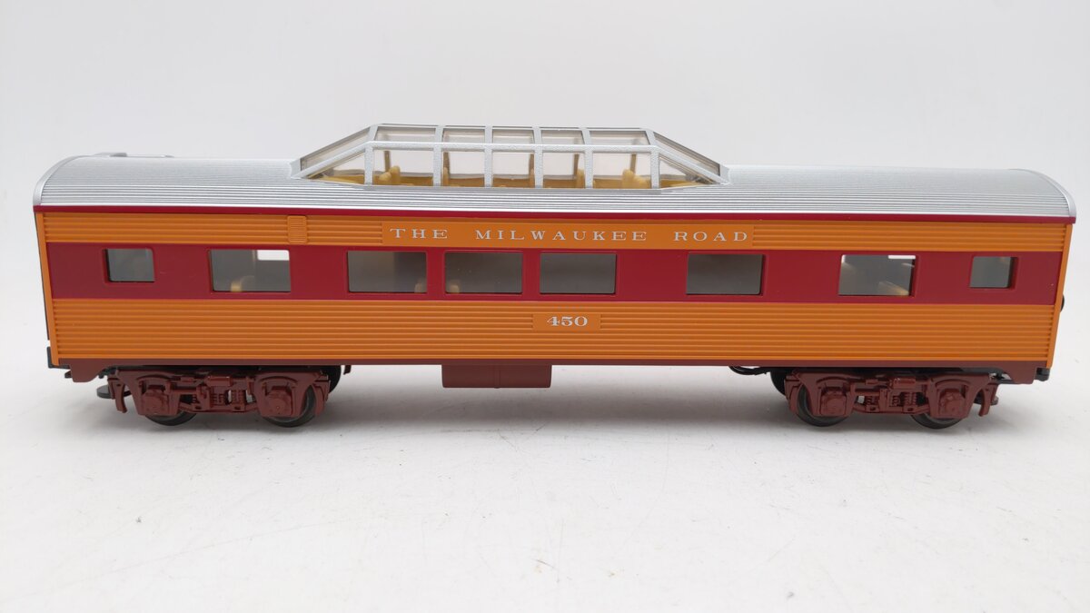 MTH 30-6090-3 O Milwaukee Road Streamlined Vista Dome Car #450 EX