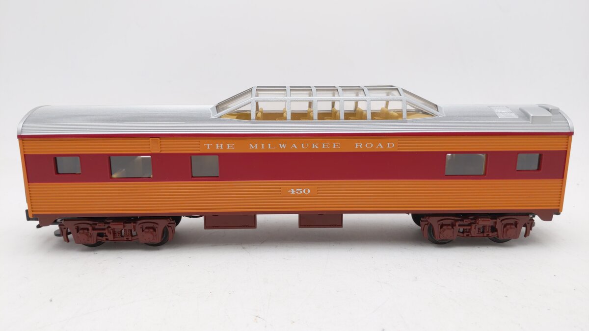 MTH 30-6090-3 O Milwaukee Road Streamlined Vista Dome Car #450 EX