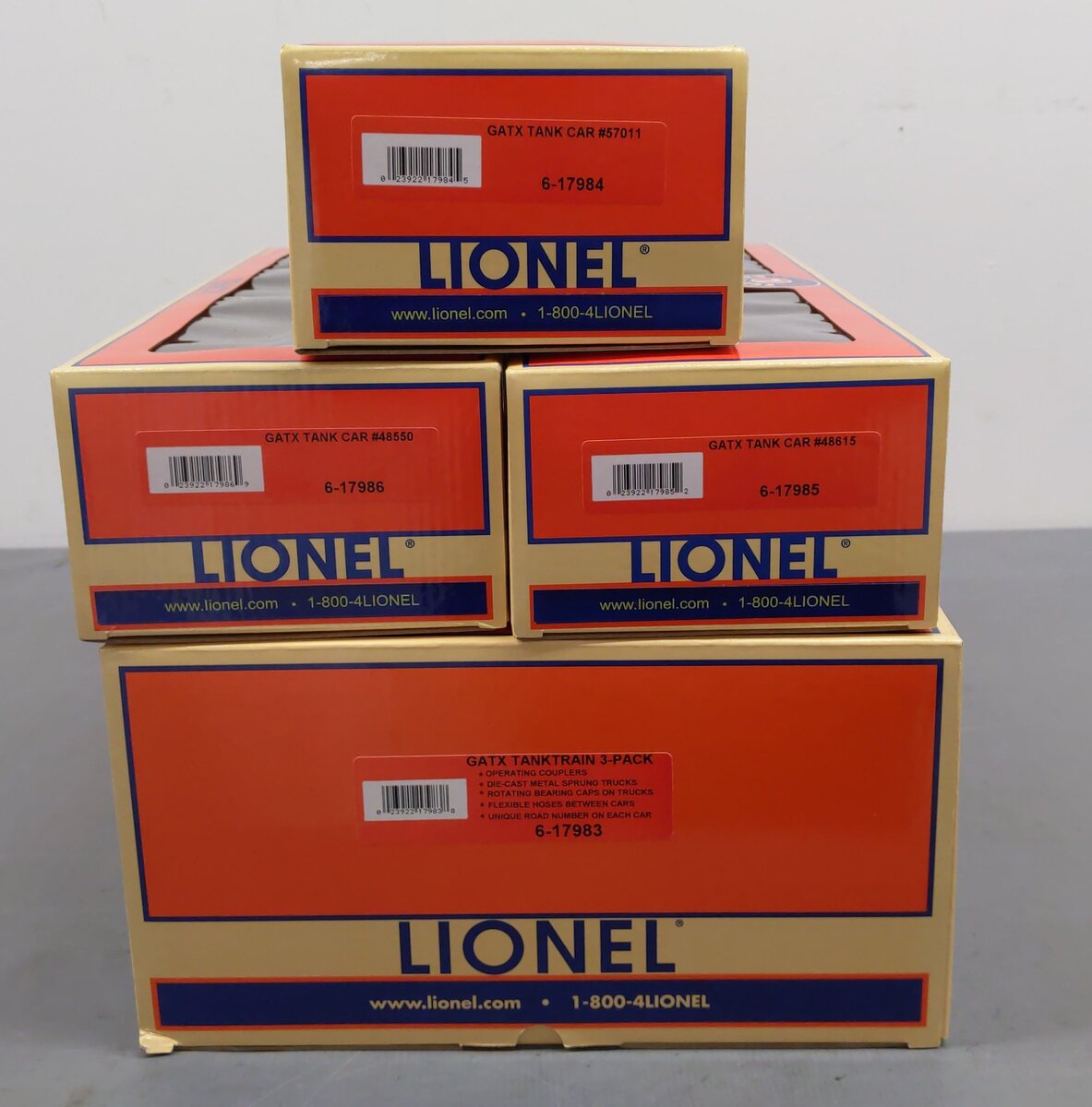 Lionel 6-17983 O Gauge GATX Tank Train Intermediate Cars (Set of 3) NIB