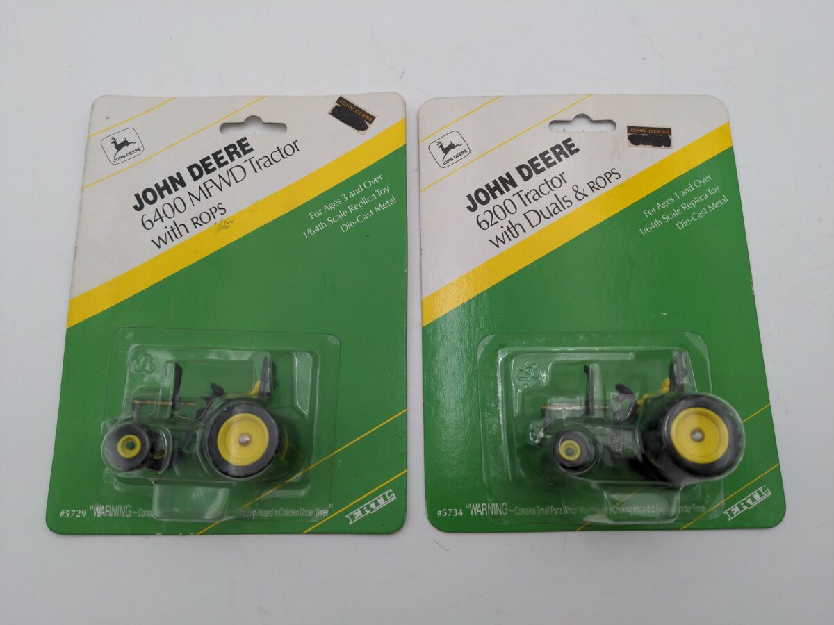 Ertl 5734/5729 John Deere 6200 Tractor w/ duals & Rops 6400 MFWD Tractor W/ Rops MT/Box