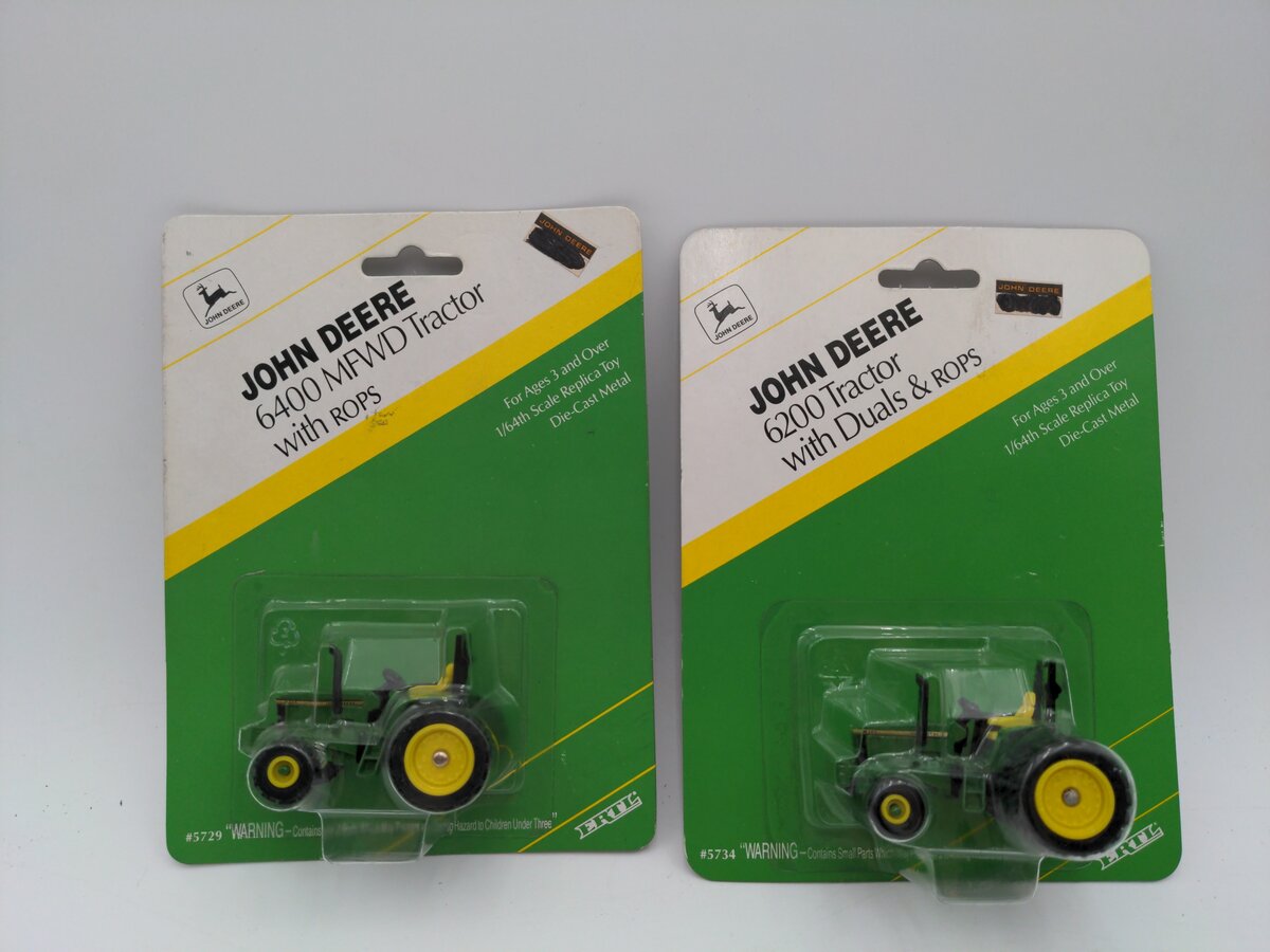 Ertl 5734/5729 John Deere 6200 Tractor w/ duals & Rops 6400 MFWD Tractor W/ Rops MT/Box