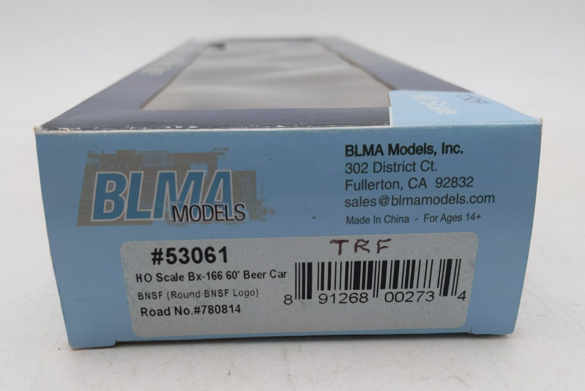 BLMA Models 53061 HO Burlington Northern Santa Fe 60' Beer Car Bx-166 #780814 LN/Box