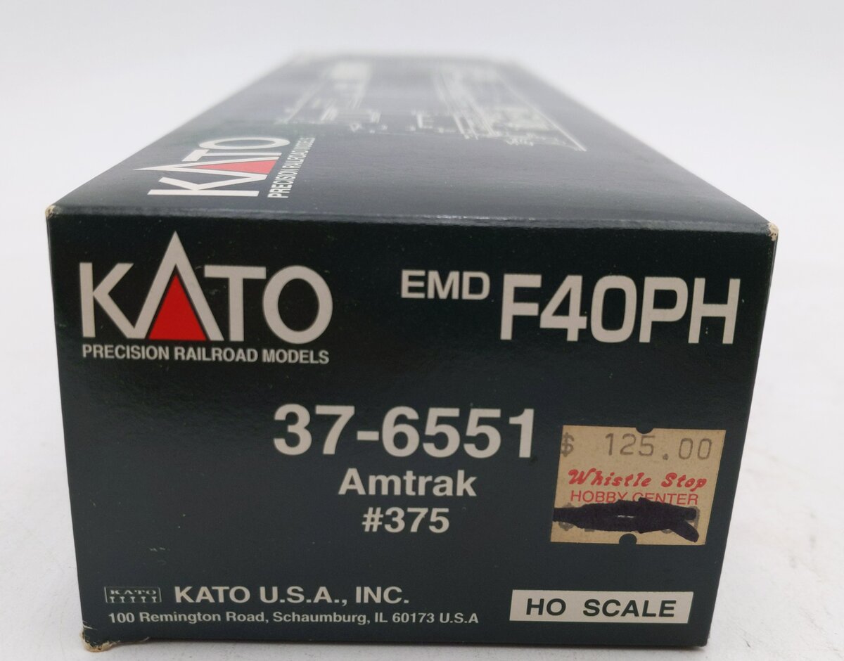Kato 37-6551 HO Amtrak EMD F-40PH Diesel Locomotive #375 - Custom Weather/Box