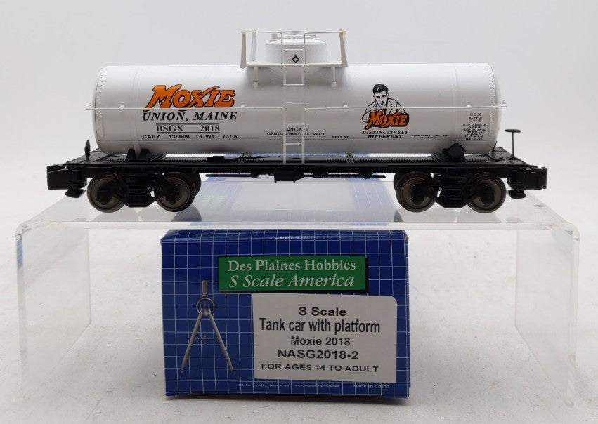S-Helper NASG2018-2 S Scale Moxie Tank Car w/ Platform #2018 LN/Box