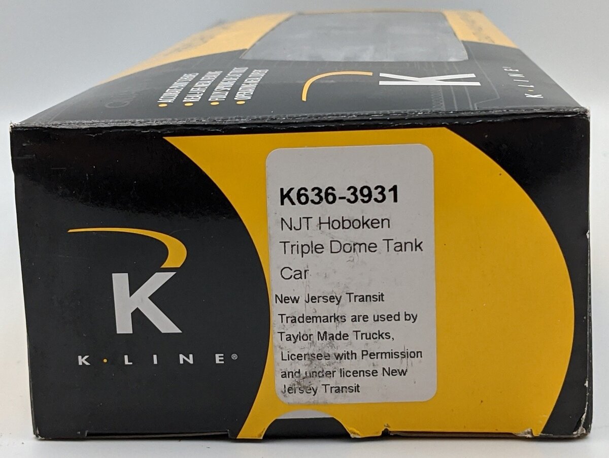 K-Line K636-3931 O Gauge NJ Transit Hoboken Triple Dome Tank Car NIB