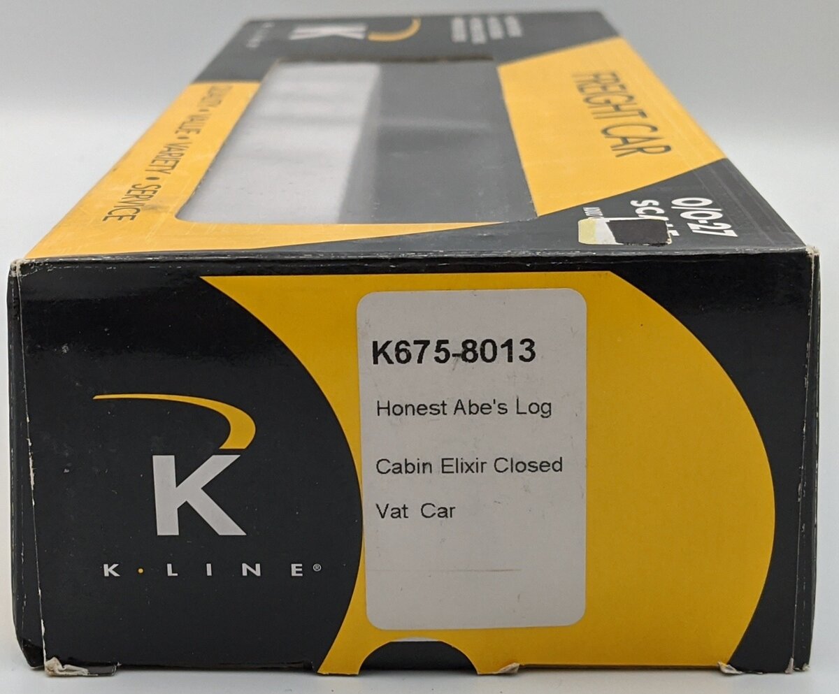 K-Line K675-8013 Honest Abe's Log Cabin Vat Car 186165 LN/Box