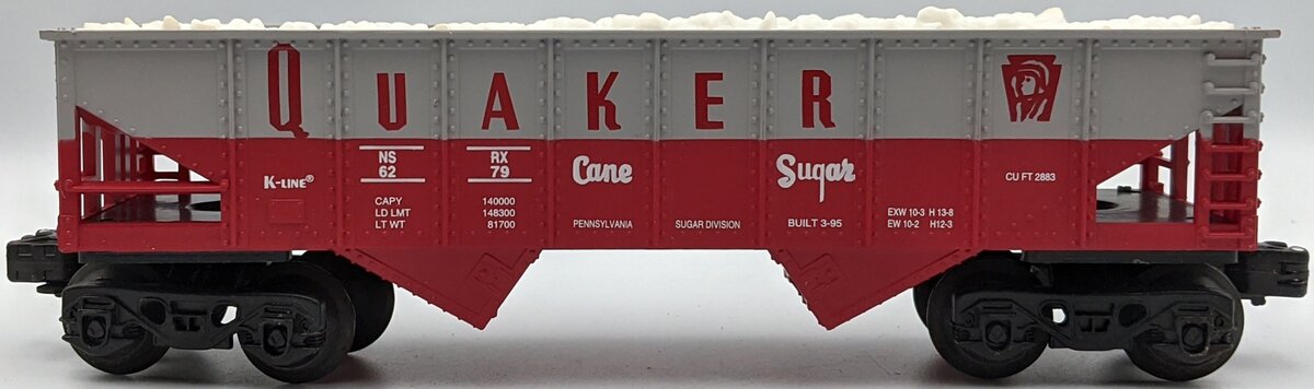 K-Line K6279 O Gauge Quaker Cane Sugar Classic Ribbed Hopper Car NIB