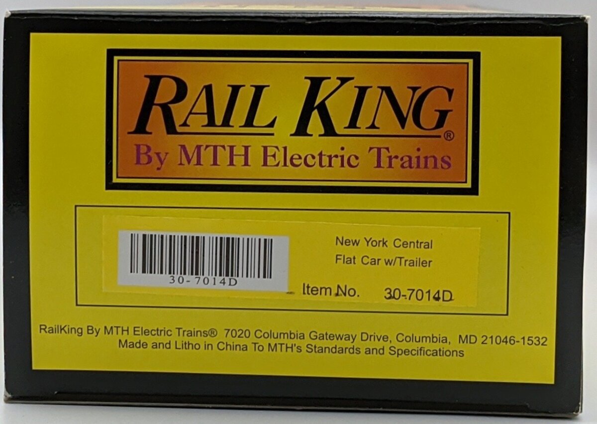 MTH 30-7014D O Gauge New York Central Flat Car w/Trailer #506098 LN/Box