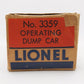 Lionel 3359 Vintage O Operating Twin Bin Dump Car VG/Box