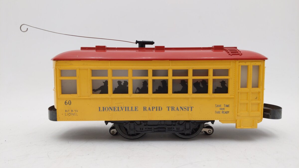 Lionel 60 Vintage O Lionelville Motorized Rapid Transit Trolley VG
