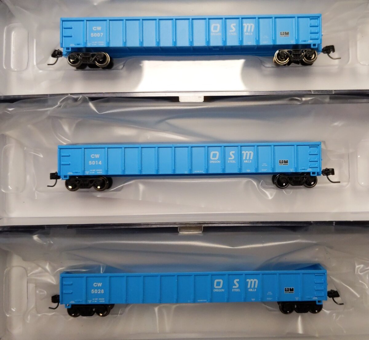 Athearn 1368 N 52' Oregon Steel Mill Gondola 3 Car Set #5007 #5014 #5028 LN/Box