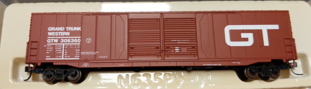 Atlas 36901 N Scale Grand Trunk Western 60' DD Auto parts Car #306360 LN/Box