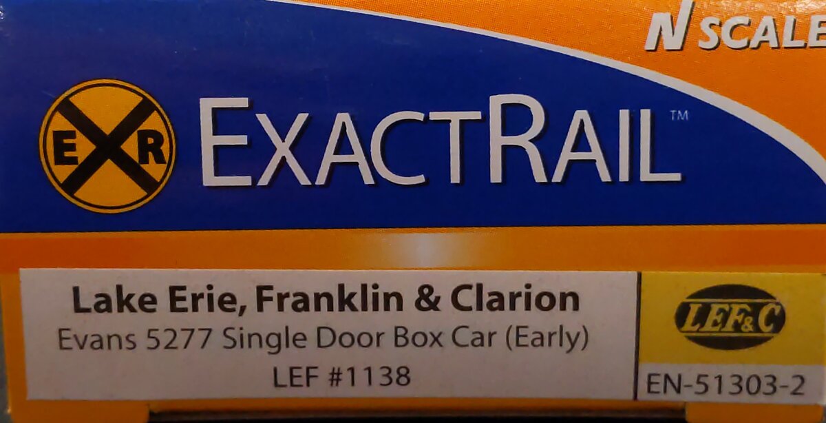 ExactRail EN-51303-2 N Lake Erie franklin & Clarion Single Door Boxcar #1138 LN/Box