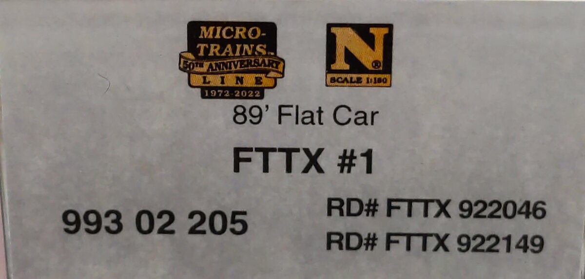 Micro-Trains 99302205 N FTTX 89' Flat Car #1 (Set of 2) LN/Box