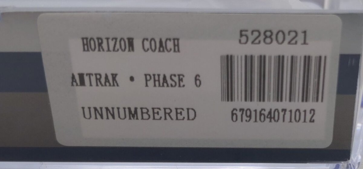 Rapido Trains 528021 N Scale Amtrak Phase 6 Horizon Coach LN/Box