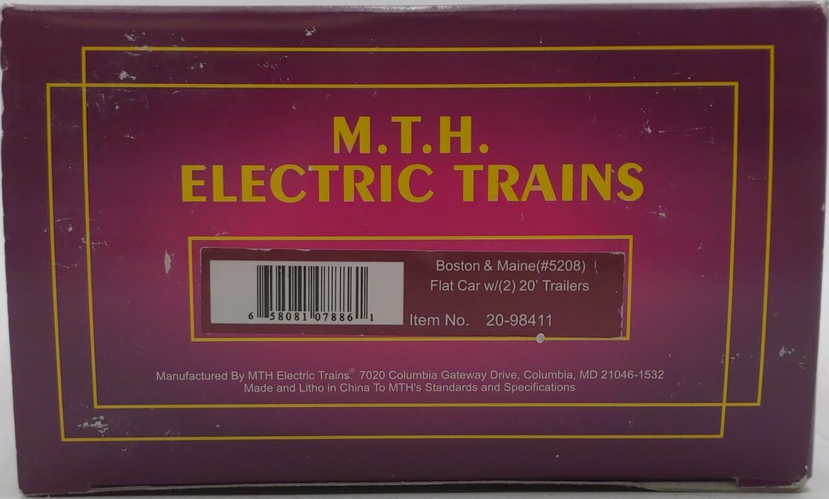 MTH 20-98411 Boston & Maine Flatcar with 2 20' Trailers LN/Box